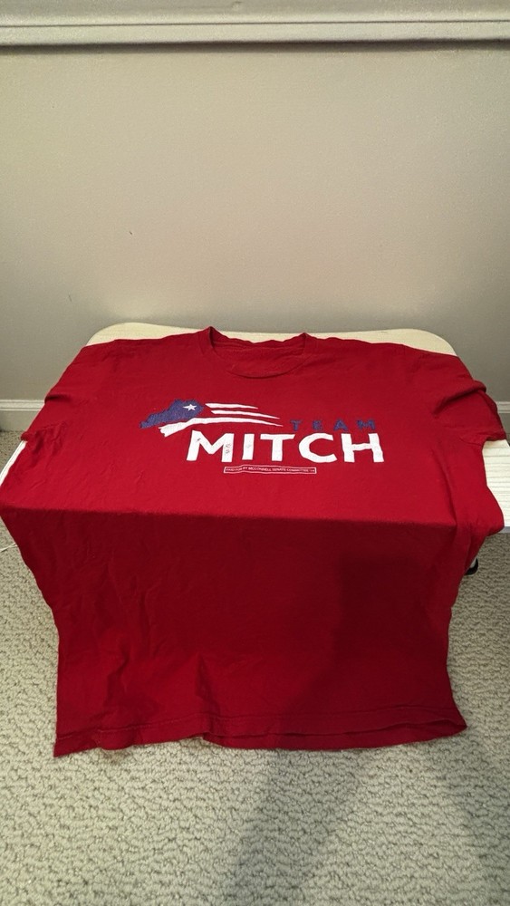 Men’s “Team Mitch” for Kentucky Graphic Print T-Shirt Red/White/Blue Crew Neck M