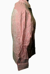 Allegra K Men’s White/Red Stripe Shirt NWT Size 38 Contrast Sleeve NWT Free Ship