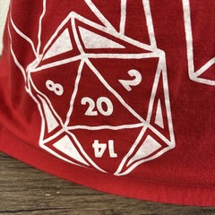 Cyberoptix D20 Dice Dungeon Master Large T-Shirt Red Hand Printed in Detroit USA