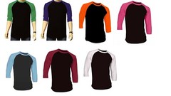 7 Pieces 3/4 Sleeve Raglan Baseball Shirts Mens Plain Tee Jersey T-Shirt S-3XL