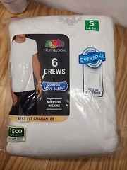 Mens White CREW Small T-Shirts moisture wick 100% Cotton 6 count