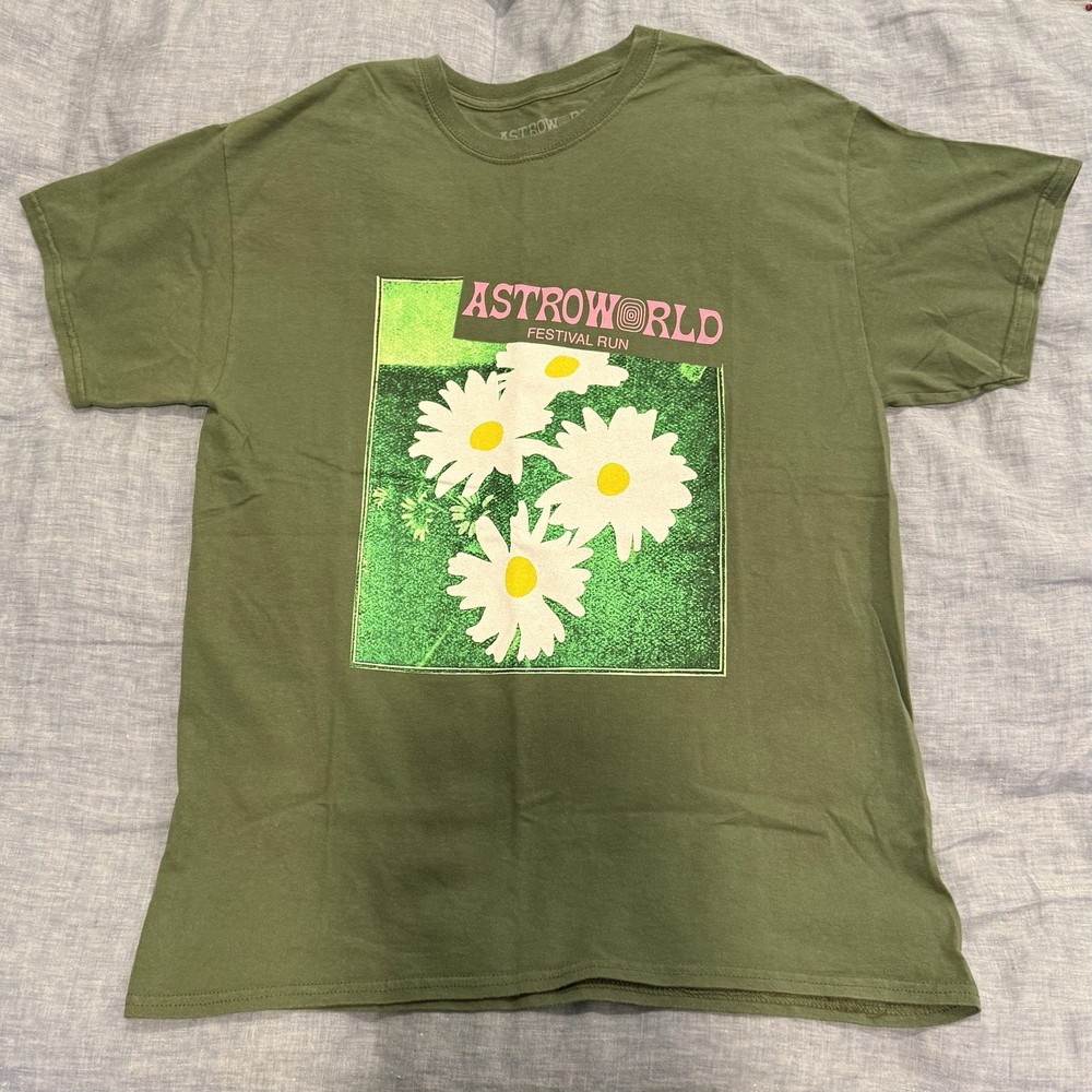 Travis Scott Astroworld Festival Run Flower Tee Size Large