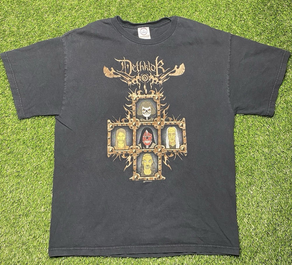 VINTAGE Y2K DETHKLOK METALOCALYPSE TOUR BLACK T-SHIRT SZ L Cartoon Network RARE