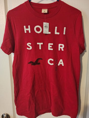 Vintage Hollister NWT Shirt Mens XL Red Applique Chenille Patch Spellout Y2K
