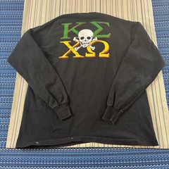 Vintage Chi Omega Kappa Sigma Shirt Mens XL Black Skull Greek Fruit Loom Tee 90s