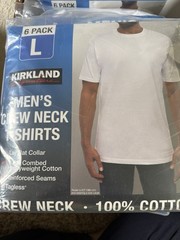 Kirkland Signature Men’s Crew Neck T-Shirt 100% Cotton White – Large