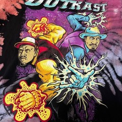 Outkast Bleach Wash Tie Dye Shirt Black Orange Purple Medium Large