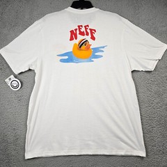 NEFF SHIRT RUBBER DUCK MENS Large WHITE SURFER SKATE OUTDOOR LIGHTWEIGHT NWT