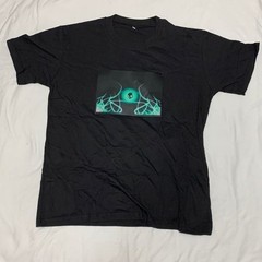 El Flashing Sound Activated LED T-Shirt Skull Black Short Sleeve Size Large