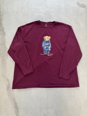 Polo Ralph Lauren Shirt Mens 3XLT Burgundy Long Sleeve Polo Bear Graphic
