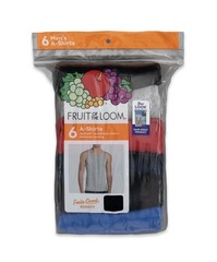 6-Pack FRUIT OF THE LOOM Men’s Size XL A-Shirts Tank Top Assorted