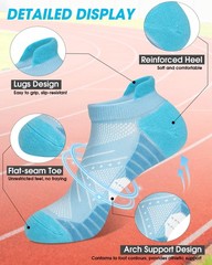 5 Pairs Womens Ankle Running Socks, Athletic Cushioned Low Cut Tab Cotton Cas…