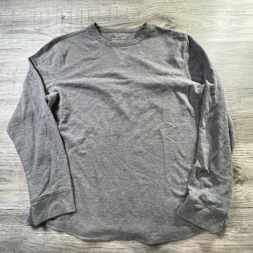 Sonoma Thermal Crew Mens L Gray Waffle Knit Long Sleeve Layering Shirt J88