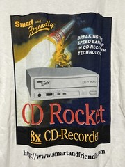 Vintage 90s CD Rocket 8X CD Recorder Tech Promo T Shirt White Stedman XL