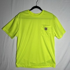 Carhartt Mens Yellow Mesh T Shirt Hi Vis Workwear Construction Safety PPE Sz Med