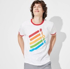 Pride Adult Short Sleeve ‘#Love’ Ringer T- Shirt – White XXL