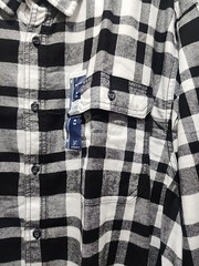 MENS GEORGE DOUBLE POCKETS FLANNEL SHIRT LONG SLEEVE BLACK WHITE SIZE 3XL NEW