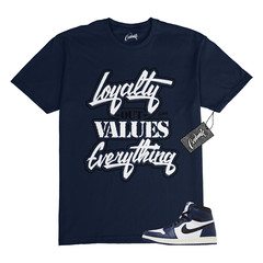 1 Midnight Navy Black White Sail Retro High OG T Shirt to Match LYLTY Jordan