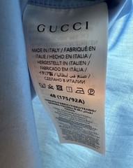 NWT Gucci Web Trim Cotton Poplin Camp Collar Shirt Light Blue IT 48 Authentic