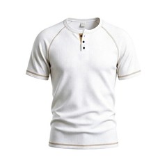 Men’s Regular Length T Shirt Summer Short Sleeve for Henry Collar Solid Color