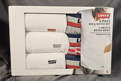 Levi’s 6 Pc Mix & Match S 3 White Crew T-Shirts Red White Blue Gray Boxer Briefs