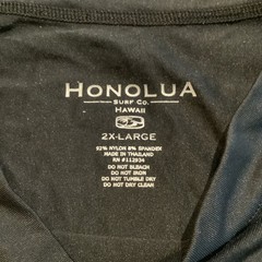 Honolua Surf Co Rash Guard Mens 2XL Black SS Stretch Shirt Beach Hawaii