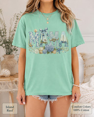 Coastal Mama Shirt, Comfort Colors Lighthouse Hydrangea Tee, Mom Beach Gift