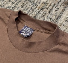 Vintage 80s Brown Blank T Shirt—BVD 100% Cotton MADE IN USA—Single Stitch XL