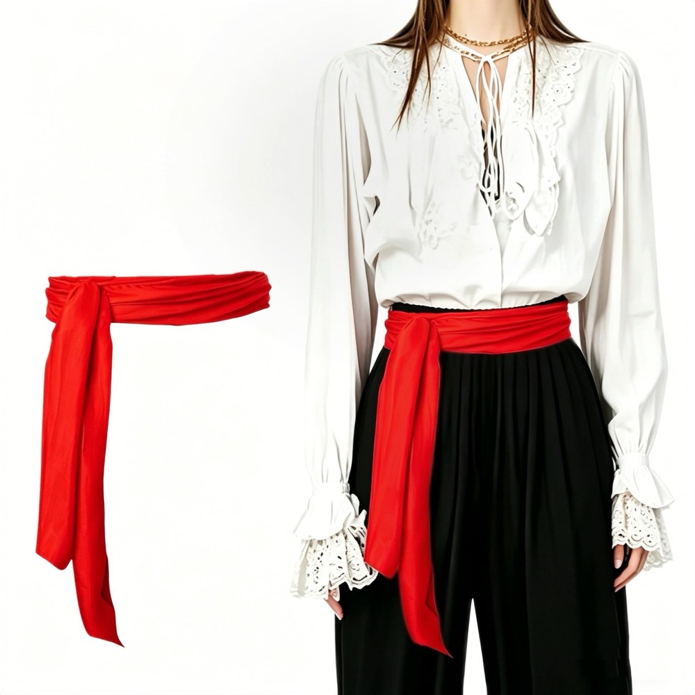 HHJJRZ Satin Pirate Sash Dress Belt Pirate Long Silk Waist Sash For Men Women…