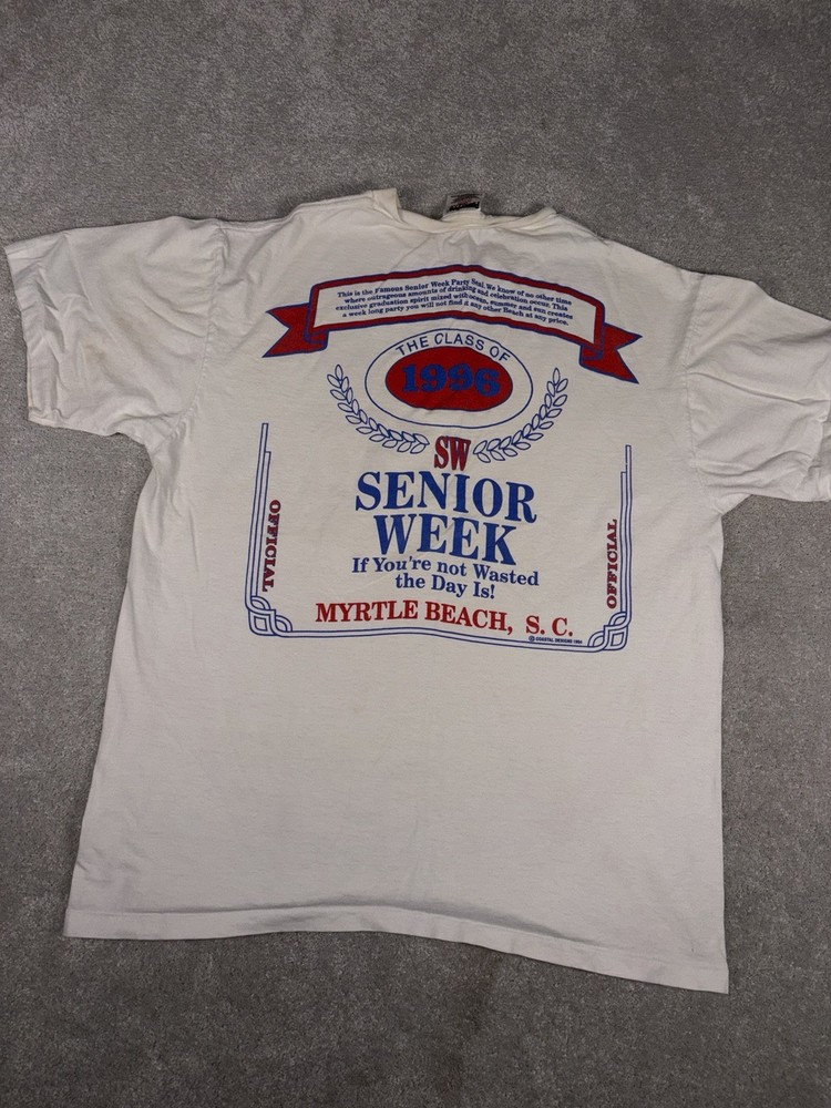 Senior Week t-shirt 1996 Myrtle Beach Xl Vintage *spots Shown Wasted