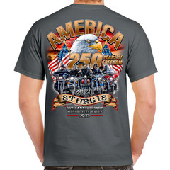 T-Shirt 2026 Sturgis Motorcycle Rally America Strong No Harley