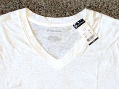 2 ~ Cremieux Men’s V-Neck T-Shirt White Short Sleeve Large Cotton Blend NWT
