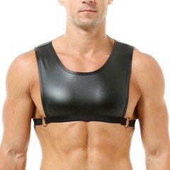 Men’s Elastic Body Chest Harness Mini Vest Faux Leather Crop Tops Sexy Clubwear