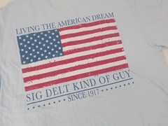 Comfort Colors T-Shirt Men’s Blue M 39.75″ chest,Sigma Delta Tau American Flag
