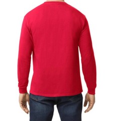 First Quality NEW Red Gildan Heavy Cotton Adult Long Sleeve T-Shirt, Size M.