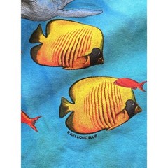 Liquid Blue Sea Turtles Aquatic Nature Blue Cotton Graphic Tee Men’s Size Large