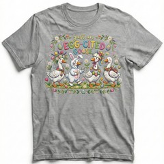 Egg Cited Goose Easter Duck Floral T-Shirt Spring Holiday Cute Animal Tee