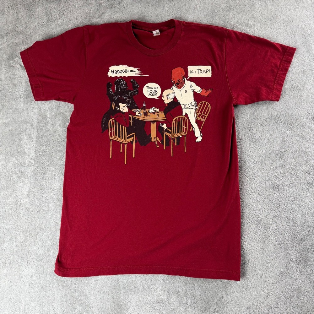 Star Trek/Star Wars Ackbar It’s A Trap Poker Parody Burgandy T-Shirt Mens M