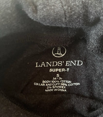 Lands’ End Men’s Size S 34-36 Dark Gray Turtleneck Long Sleeve T-Shirt Cotton