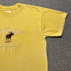 Vintage 90s Colorado Shirt Large L Embroidered Moose Yellow Nature Souvenir Tee