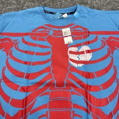 LRG Dead Serious Shirt Mens 2XL Blue Skeleton Lifted Research Group Kanye Glow