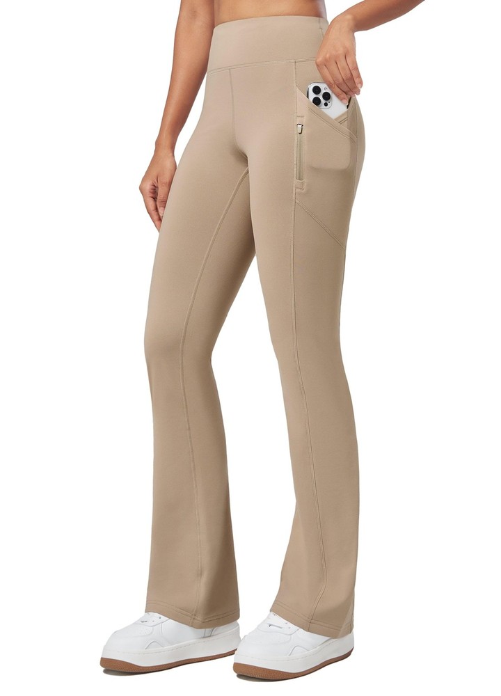Women’s Fleece Lined Pants Thermal Leggings Winter Bootcut Yoga Pants Zipper …