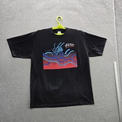 VINTAGE Hong Kong Men Shirt XL Black 90s USA Single Stitch Graphic Dragon Waves