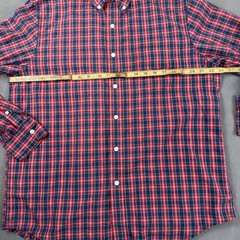Chaps Plaid Button Down Shirt Mens M Red Blue Long Sleeve Easy Care Cotton Blend