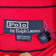 Polo Ralph Lauren Mens XL Red Navy Striped Cotton Turtleneck Long Sleeve Shirt
