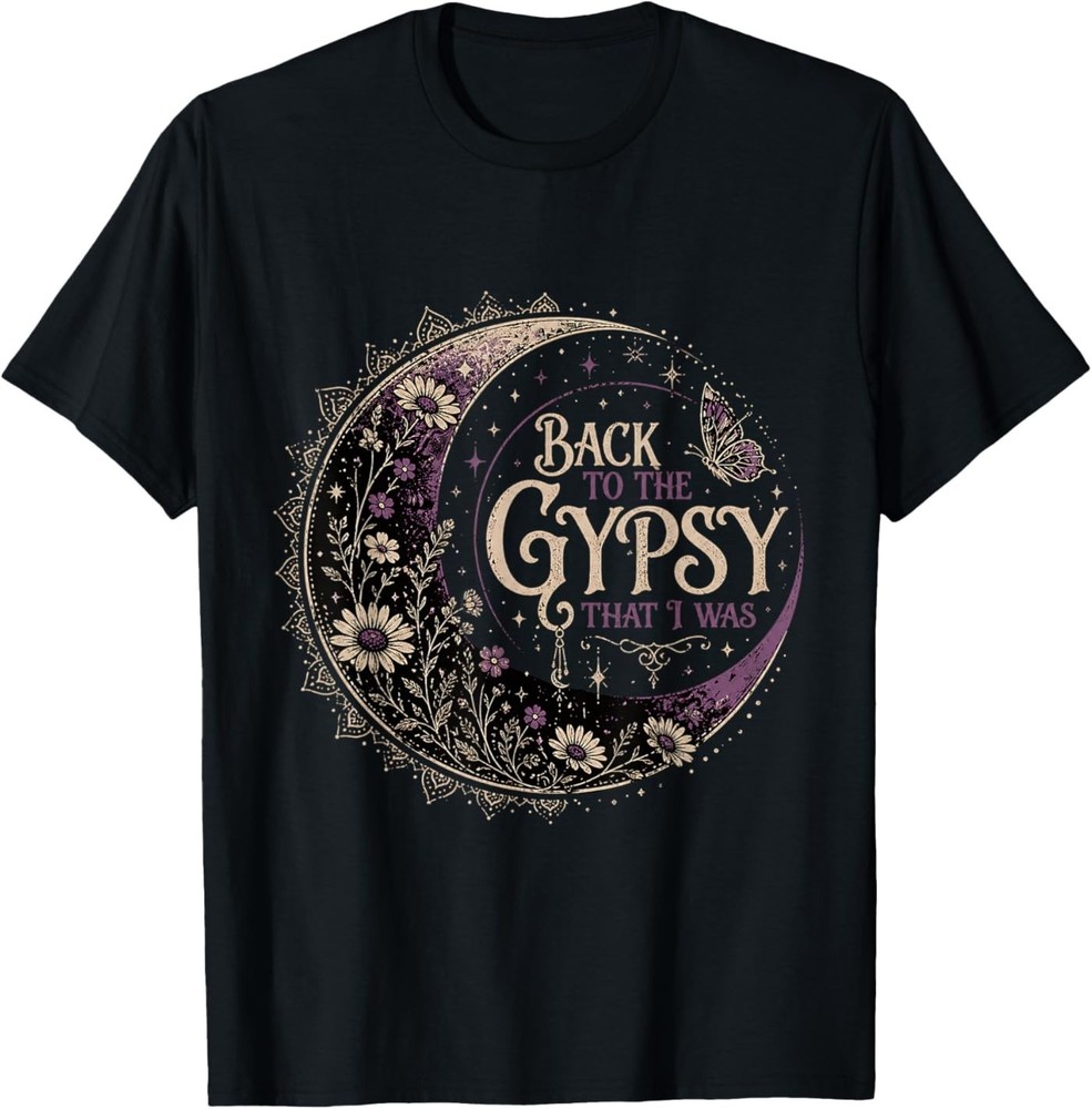 Back to the Gypsy That I Was Celestial Moon Boho Aesthetic T-Shirt