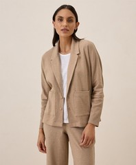 Pact Tops Outerwear Women’S Airplane Relaxed Blazer Medium Sesame Heather
