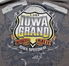 I 80 Iowa Grand Motorcycle Rally Iowa Speedway Gray Pullover T Shirt Men’s XL