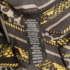 Stretch Drill Clothing Animal Print Mens Dress Shirt Black Yellow Grey Size M