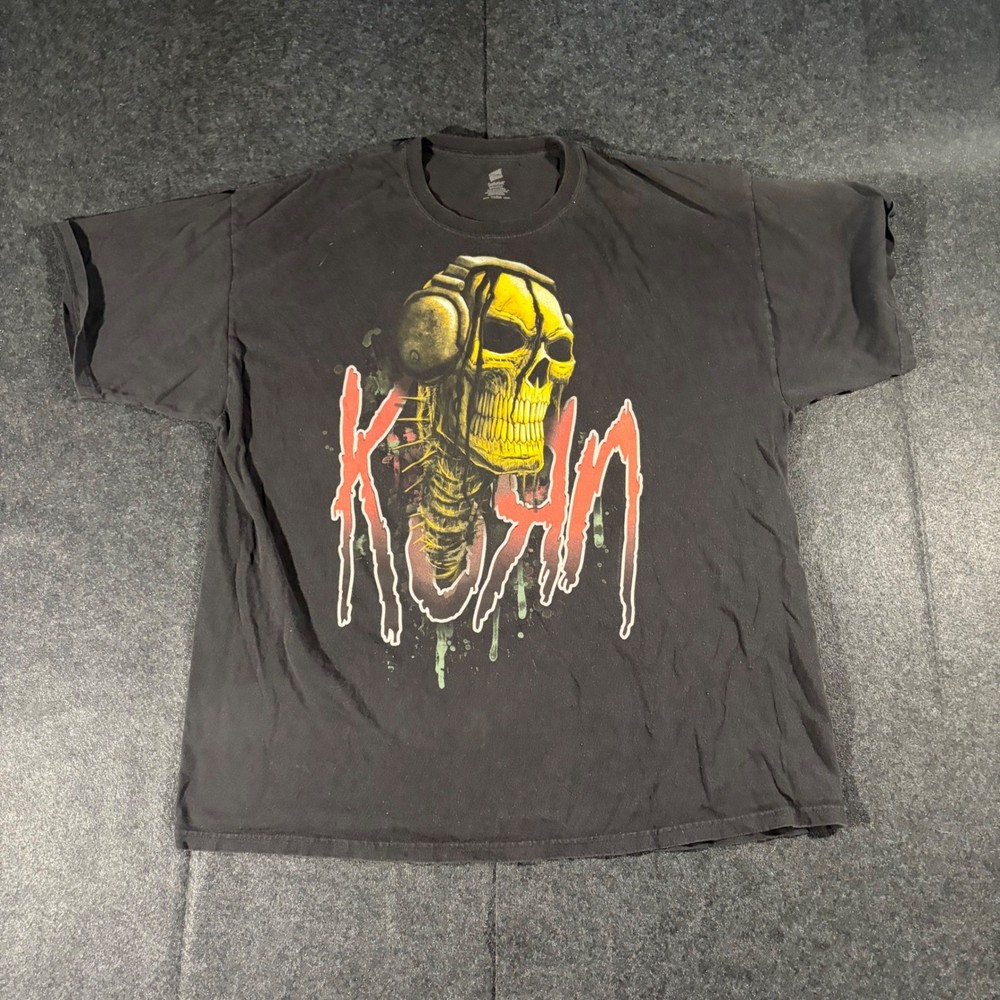 Korn Tour 2011 Shirt Mens 2XL Black Skull Graphic Band Tee Nu Metal Concert